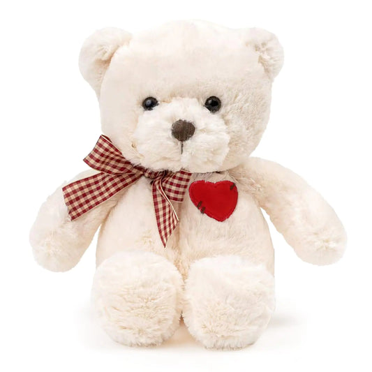 White Teddy Bear Plush – 13.8” with Heart
