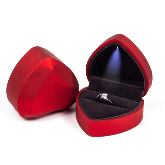 Heart-Shaped LED Ring Box – Red
