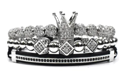 Crown Triangle Leather Bracelet