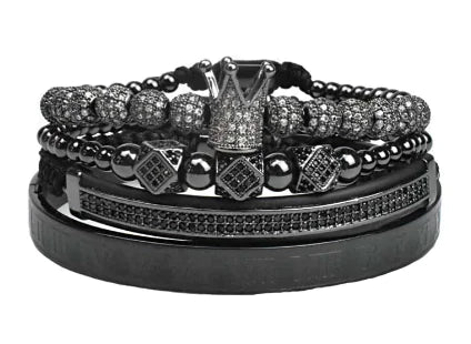 Crown Triangle Leather Bracelet