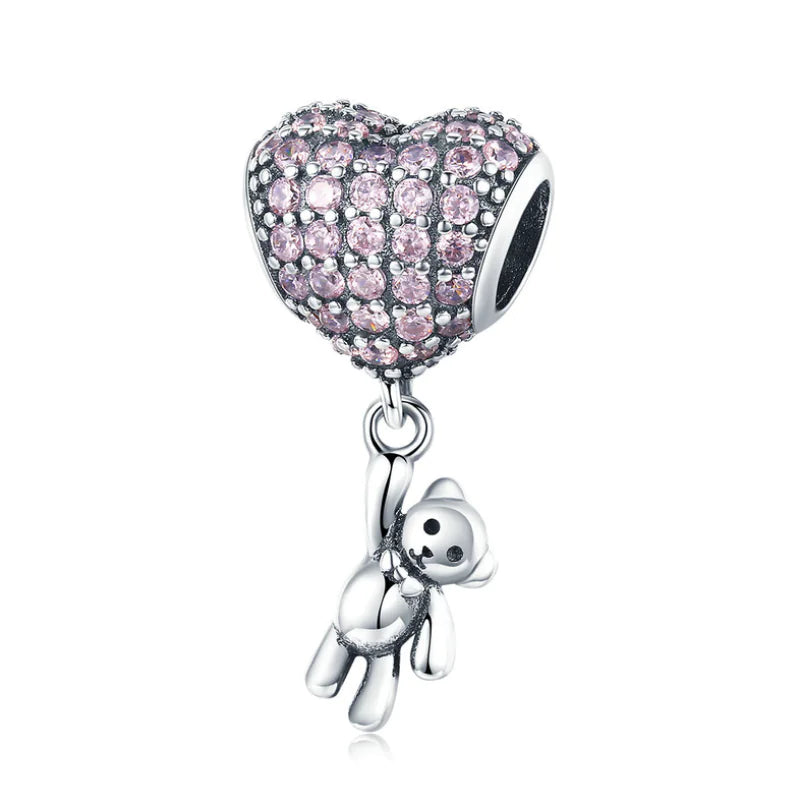 Bear and Balloon Heart Bead Charm Bracelet