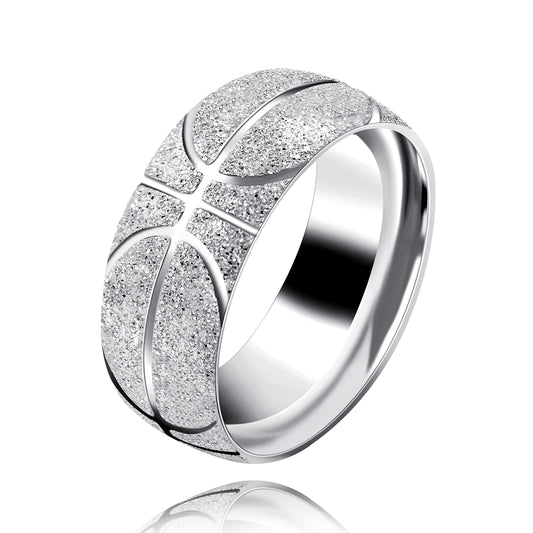 Men’s White Basketball Ring – Stainless Steel
