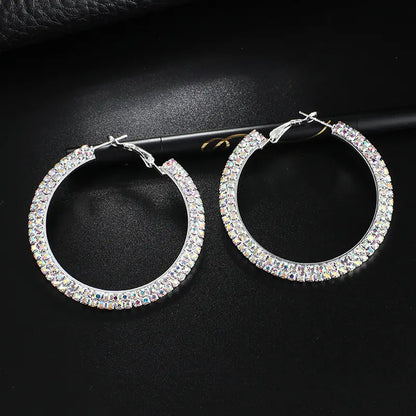 Luxury Round Crystal Hoop Earrings for Women