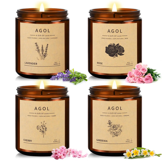 4-Pack Luxury Amber Soy Candles – 28oz