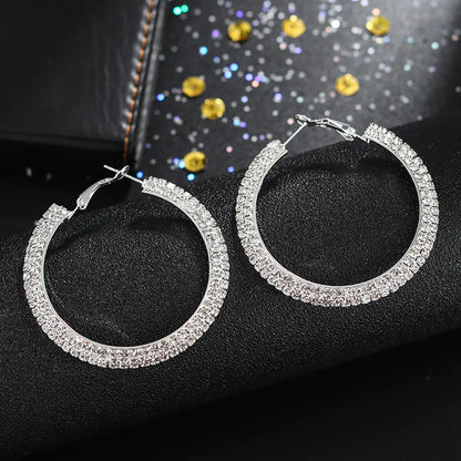 Luxury Round Crystal Hoop Earrings for Women