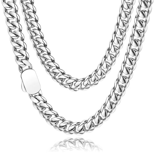 10mm Cuban Link Chain Necklace – Stainless Steel