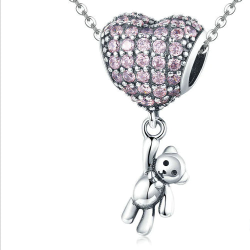 Bear and Balloon Heart Bead Charm Bracelet