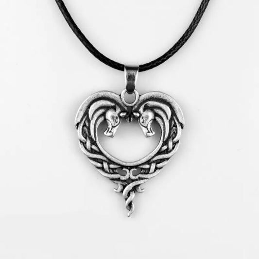 Heart Horse Pendant Necklace – Double Horse Design